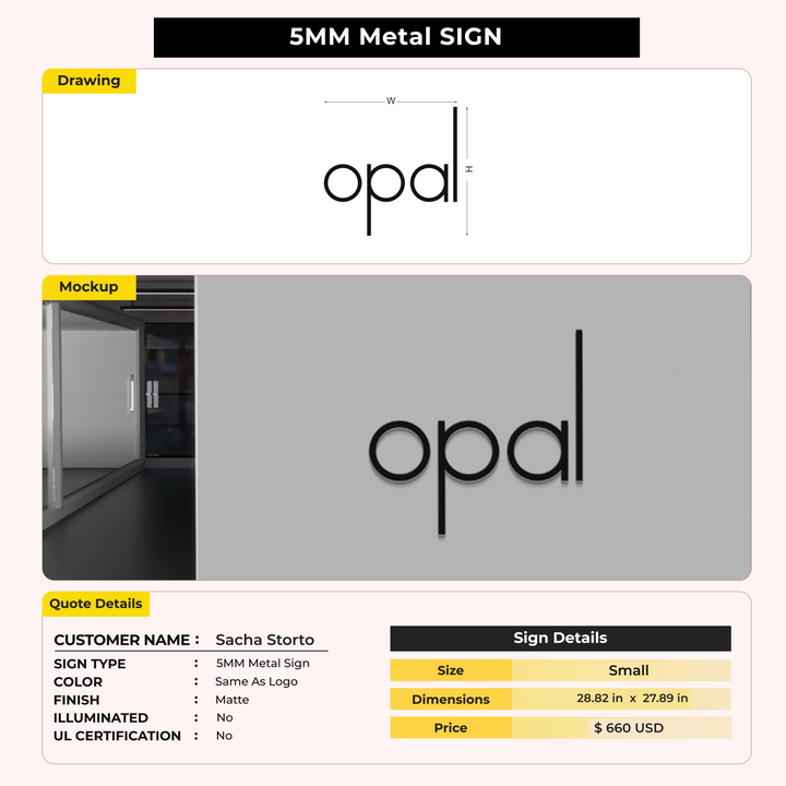 5MM Metal Sign for Sacha Storto