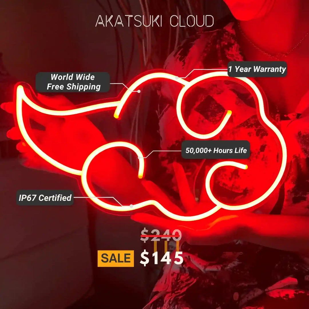 Akatsuki Cloud Neon Sign - Embrace the Shadows with Ninja-inspired Illumination! - from manhattonneons.com