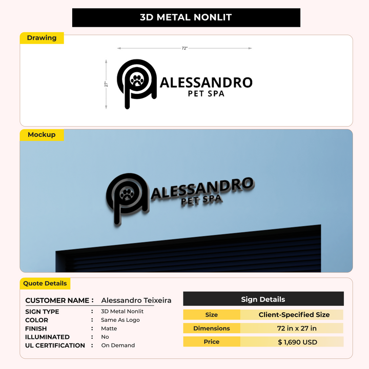 Business signage for Alessandro teixeira