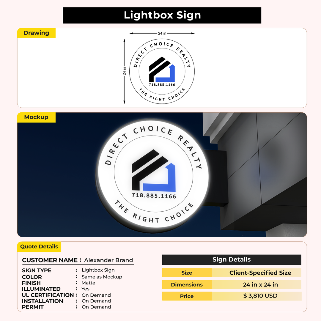 Business signage for Alexander Brand