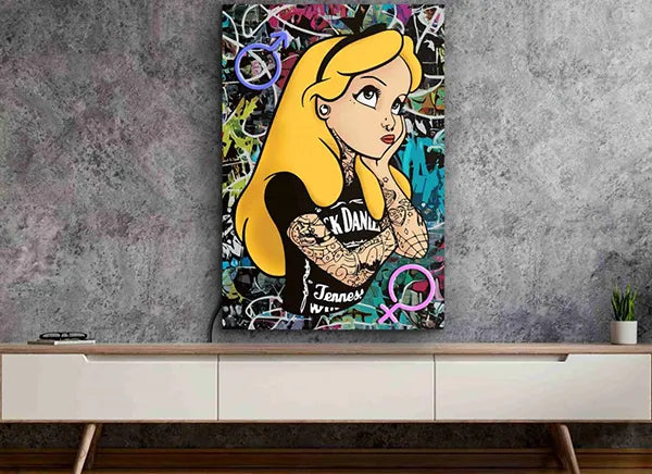 Alice in Wonderland Wall UV Art Led Neon sign - Transform your space with vibrant pop art. manhattanneons.com