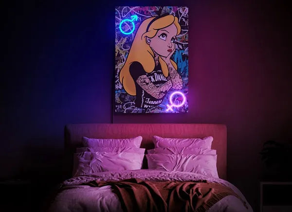 Alice in Wonderland Wall UV Art Led Neon sign - Transform your space with vibrant pop art. manhattanneons.com