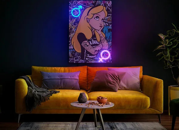 Alice in Wonderland Wall UV Art Led Neon sign - Transform your space with vibrant pop art. manhattanneons.com