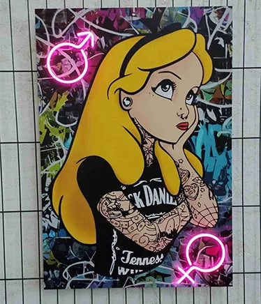 Alice in Wonderland Wall UV Art Led Neon sign - Transform your space with vibrant pop art. manhattanneons.com