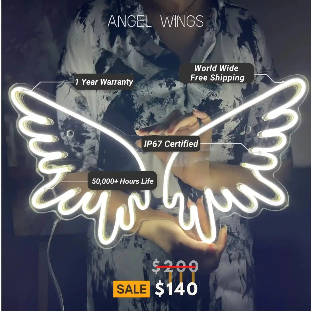 Angel Wings Trendy Neon Sign | Illuminate Your Space with Heavenly Elegance - from manhattonneons.com