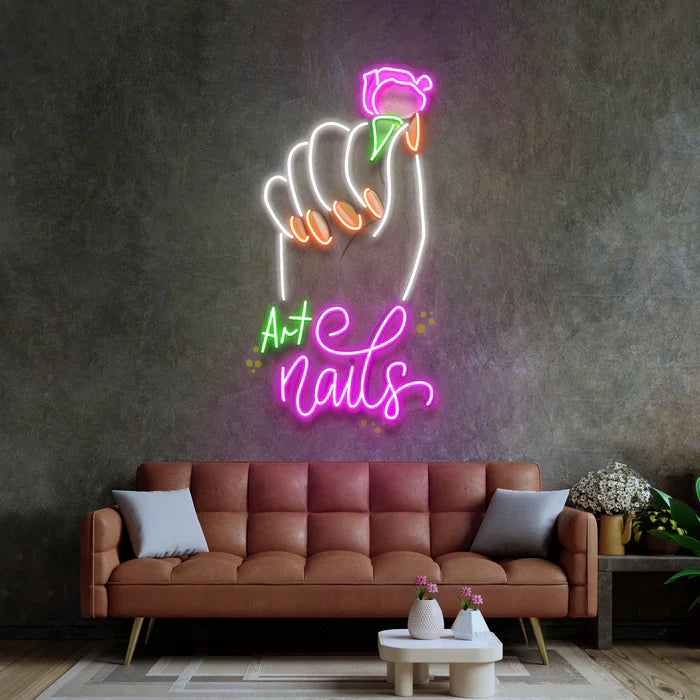 Art Nail UV Art Led Neon sign, adding vibrance to any room. Explore more at manhattanneons.com.