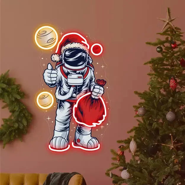 Astro Santa UV Neon Sign | Illuminate Your Christmas with Cosmic Delight ManhattanNeons