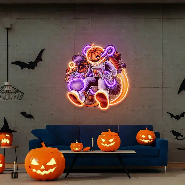 Astronaut Pumpkin UV Light | Stellar Neon Art & Installation ManhattanNeons