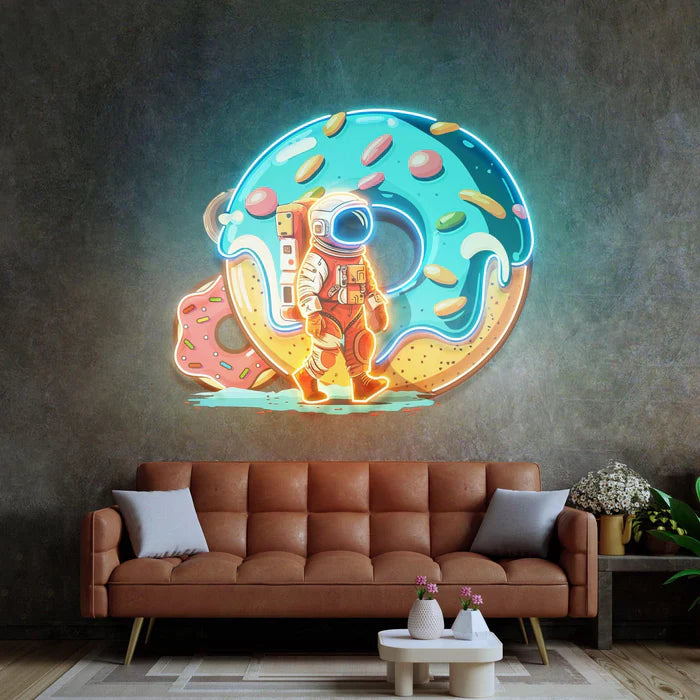 Astronaut Donut UV Art Led Neon sign Acrylic Artwork adding cosmic vibes to your room at manhattanneons.com