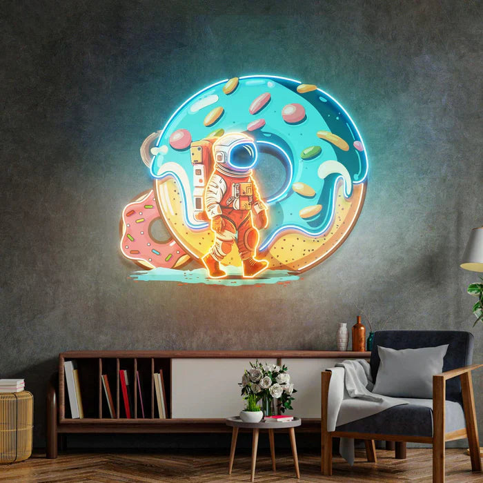 Astronaut Donut UV Art Led Neon sign Acrylic Artwork adding cosmic vibes to your room at manhattanneons.com