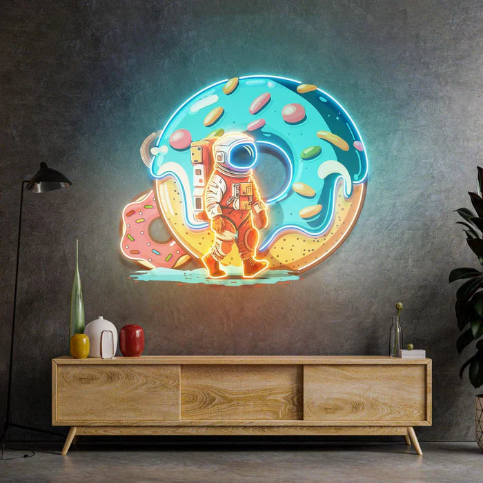 Astronaut Donut UV Art Led Neon sign Acrylic Artwork adding cosmic vibes to your room at manhattanneons.com