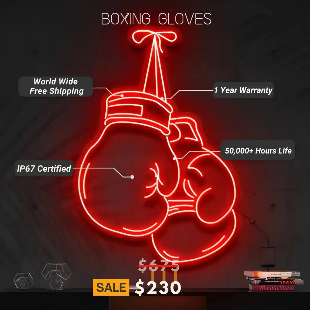 Boxing Gloves Neon Sign | Knockout Style in Brilliant Glow - from manhattonneons.com.