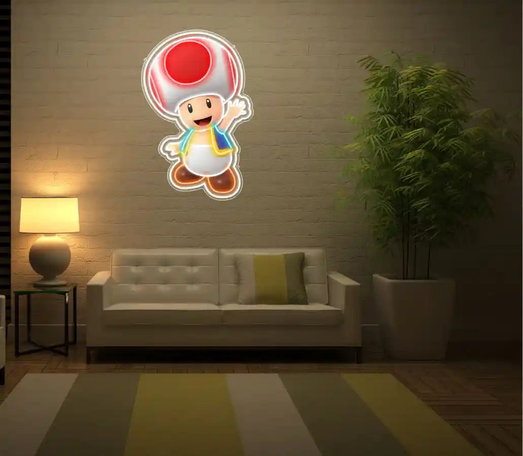 Captain Toad UV Printed Neon Artwork Adventure Illumination - Explore the Glow - from manhattonneons.com.