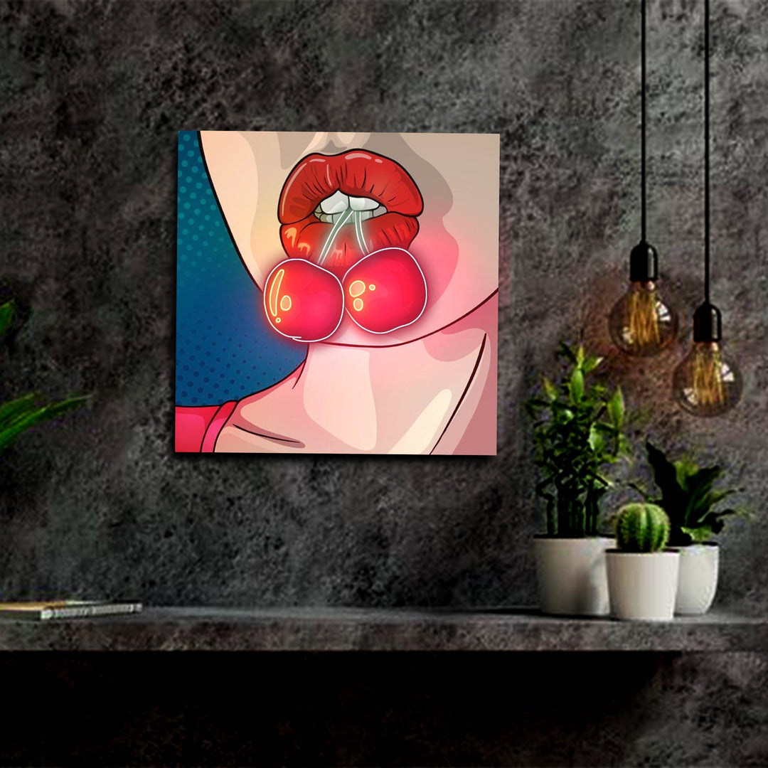 Cherry on Lips UV Neon Art | Illuminate Your Space ManhattanNeons