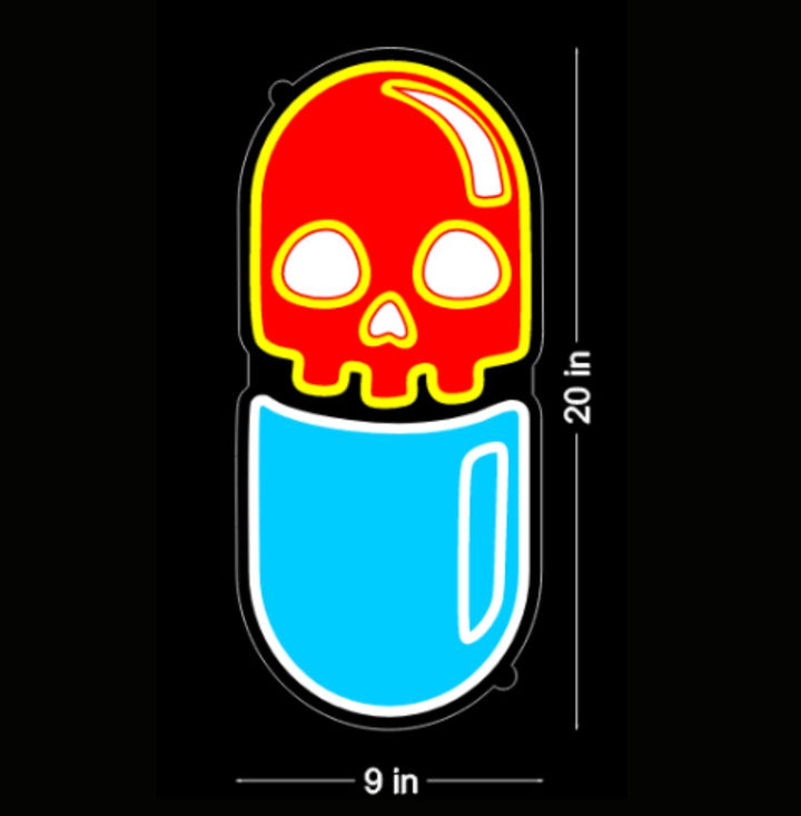 "Chill Pill" UV Printed Neon Artwork Dimensions