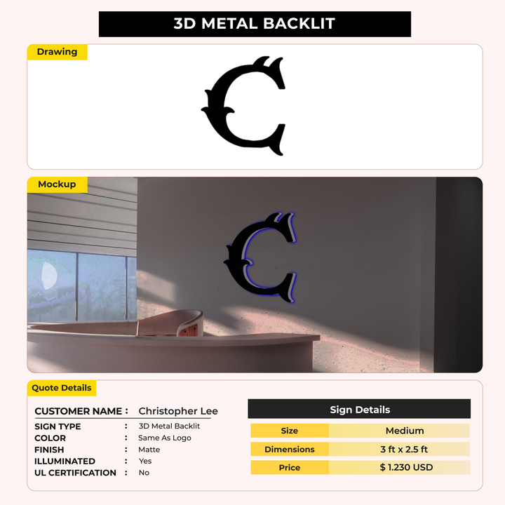 3d metal backlit for Christopher Lee