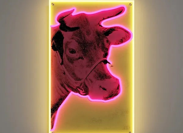 Cow UV Art Led Neon sign by Andy Warhol, a mesmerizing addition to your decor. Experience the brilliance of neon with ManhattanNeons.com