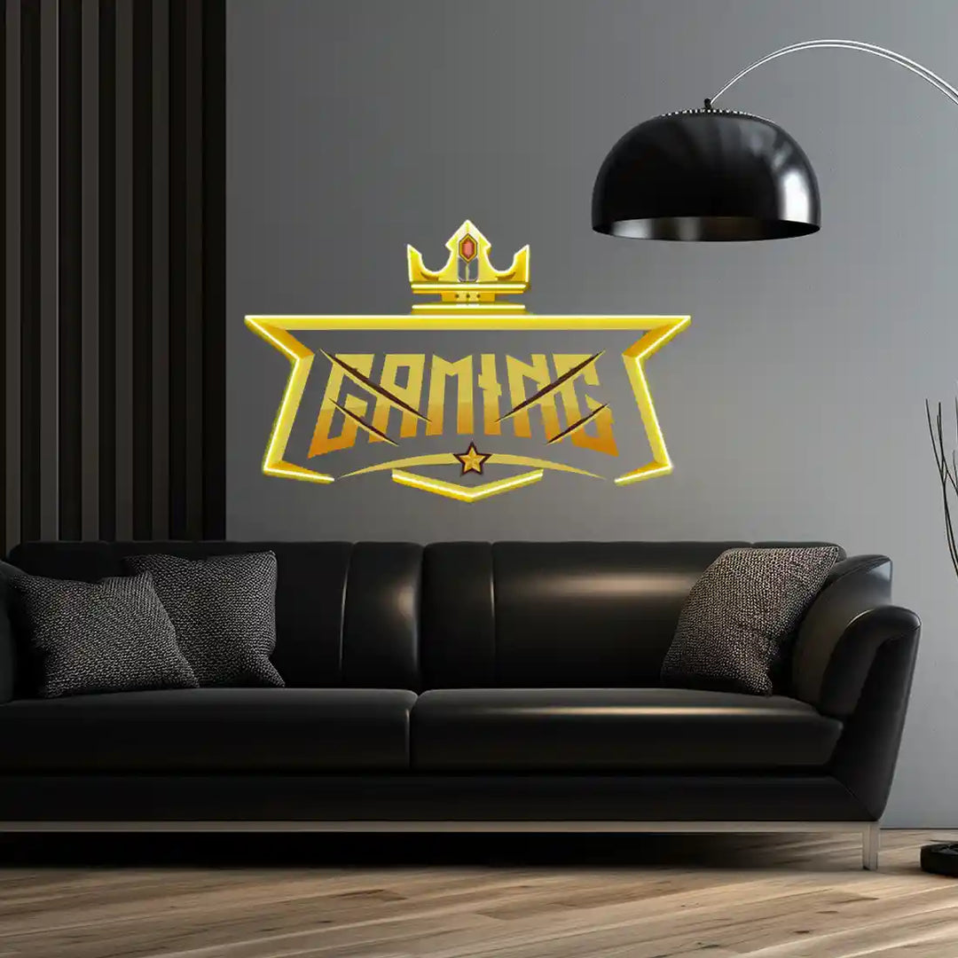 Crown Gaming UV Art LED Neon Sign in yellow colour by manhattanneons.com