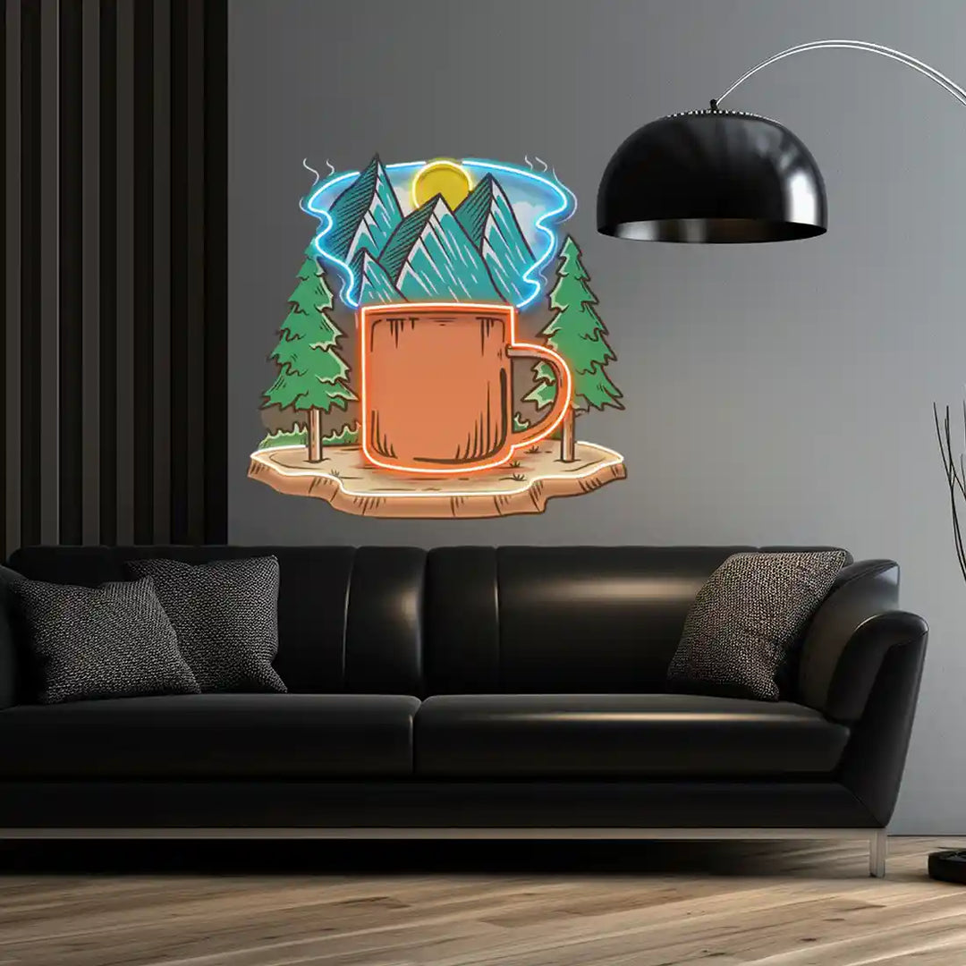 Cup of Nature UV Art LED Neon Sign in orange, green and blue colour by manhattanneons.com