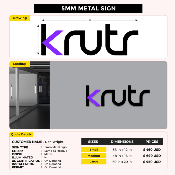 Business signage for Dan Wright