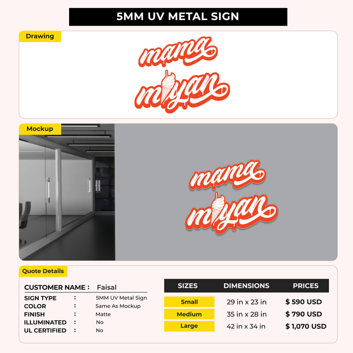 Custom signs for Faisal