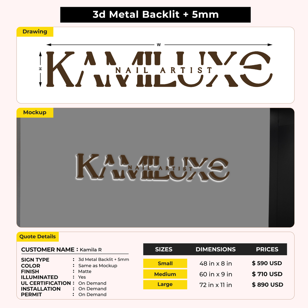 Business signage for Kamila R