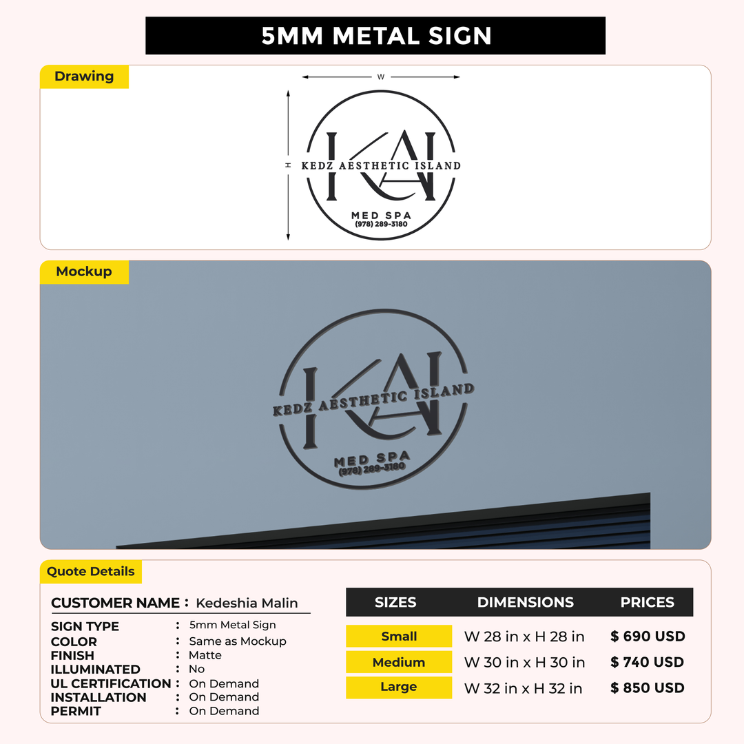 Business Signage for Kedeshia Malin