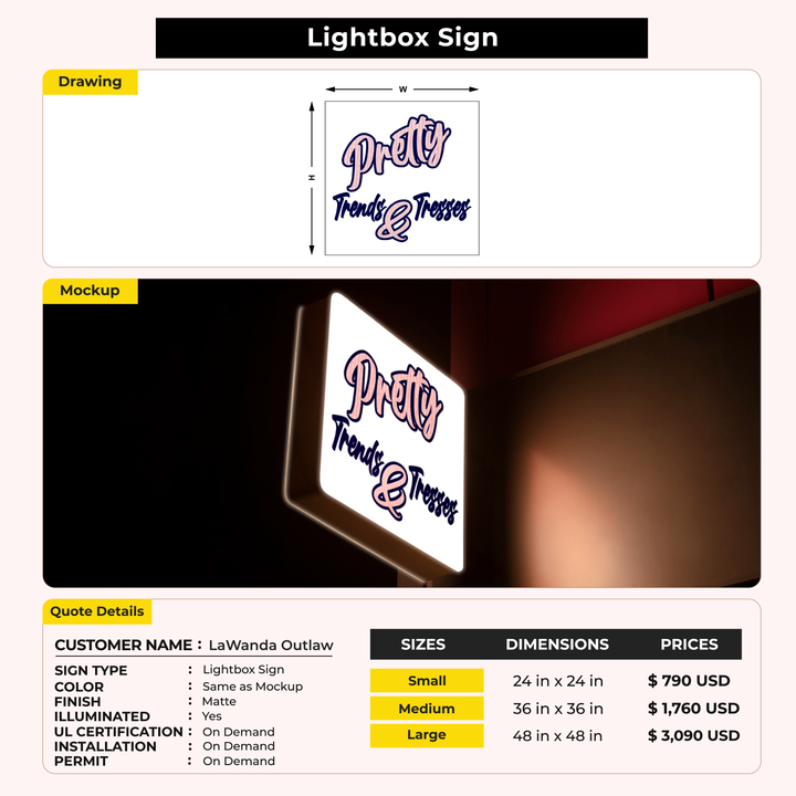 Business signage for LaWanda Outlaw