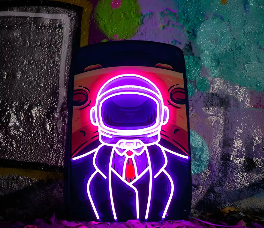 "Man on The Moon" Neon Artwork - Celestial Glow - Unique Design - from manhattonneons.com.