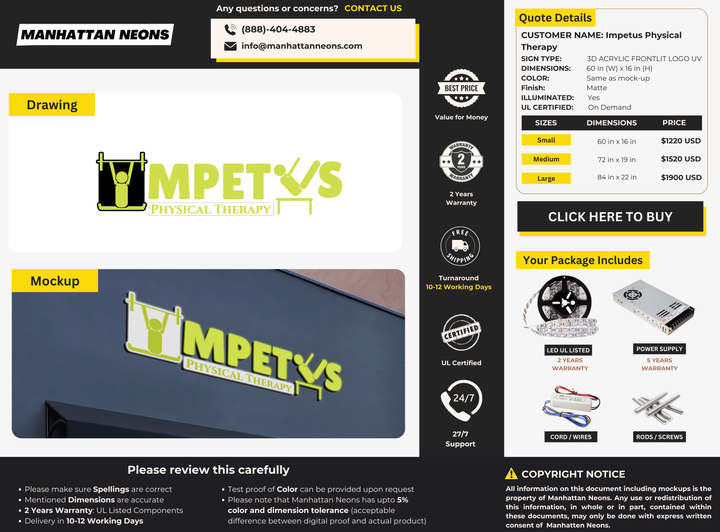 Business signage for Impetus Physical Therapy