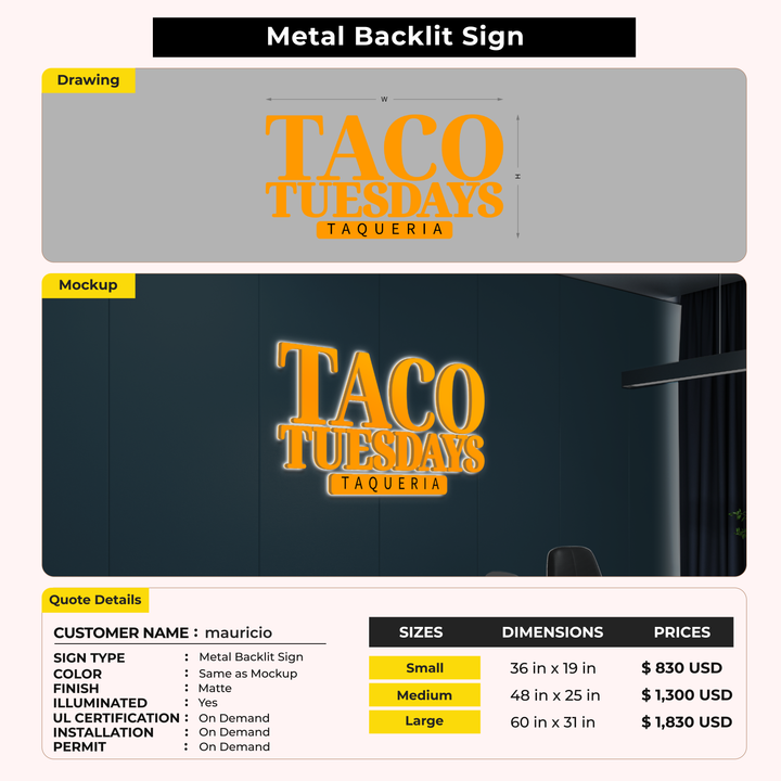 3d metal backlit for mauricio