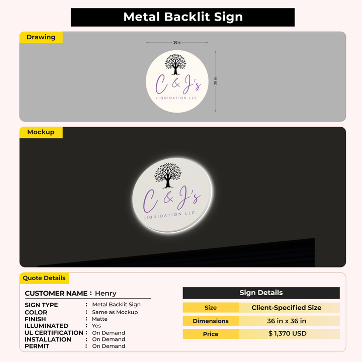 3D Metal Backlit for Henry