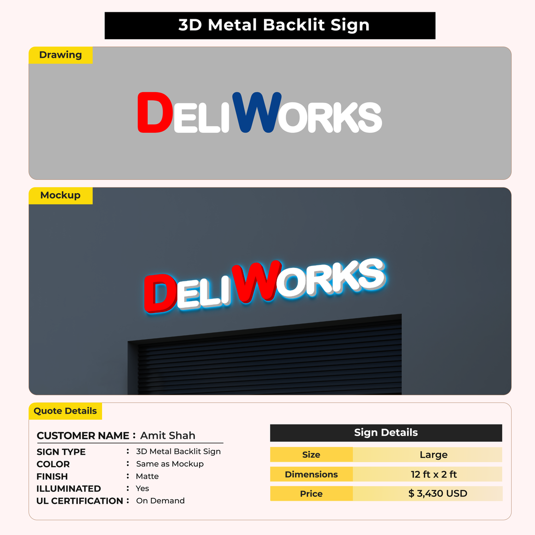 3D Metal Back-lit Signs For amit shah