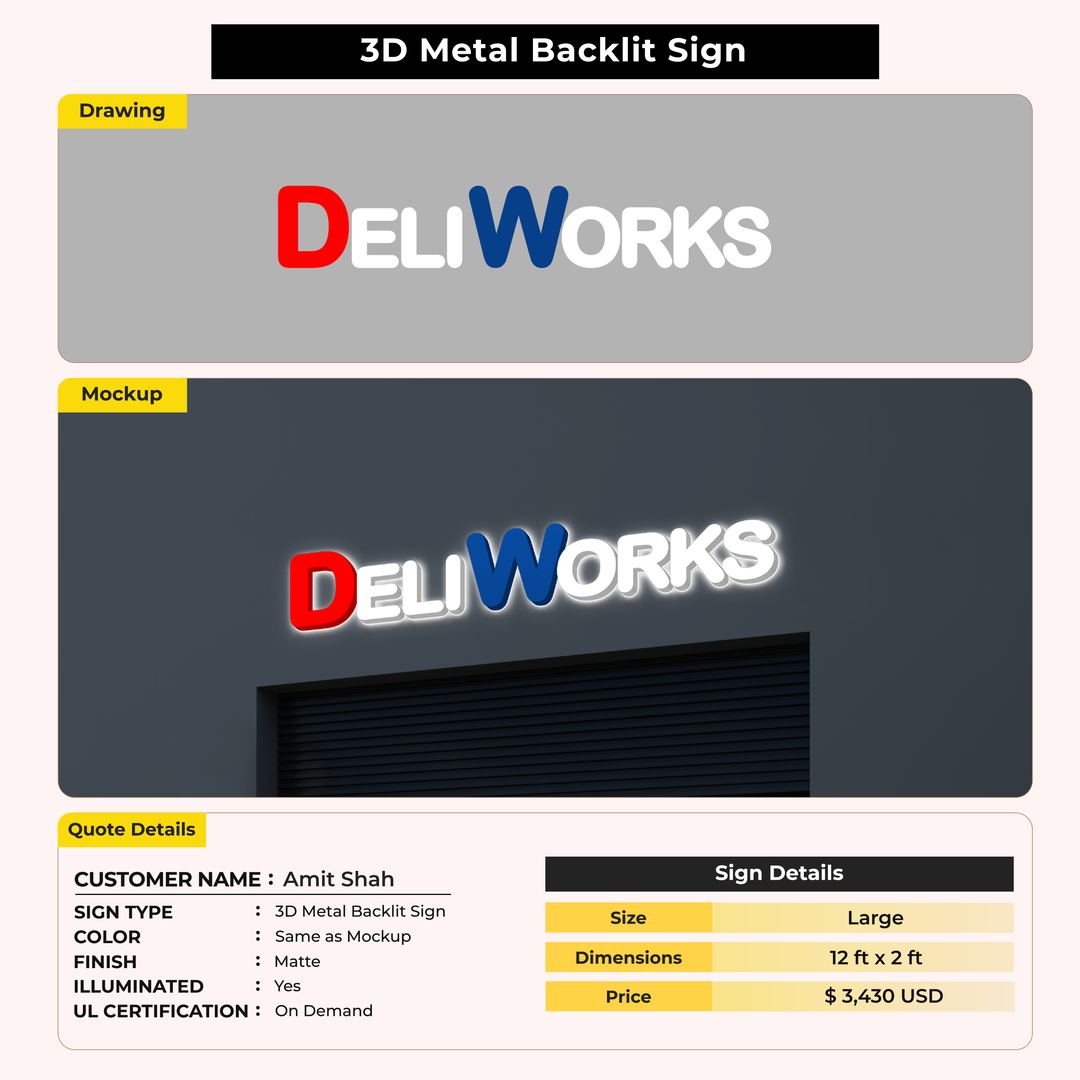 3D Metal Back-lit Signs For amit shah