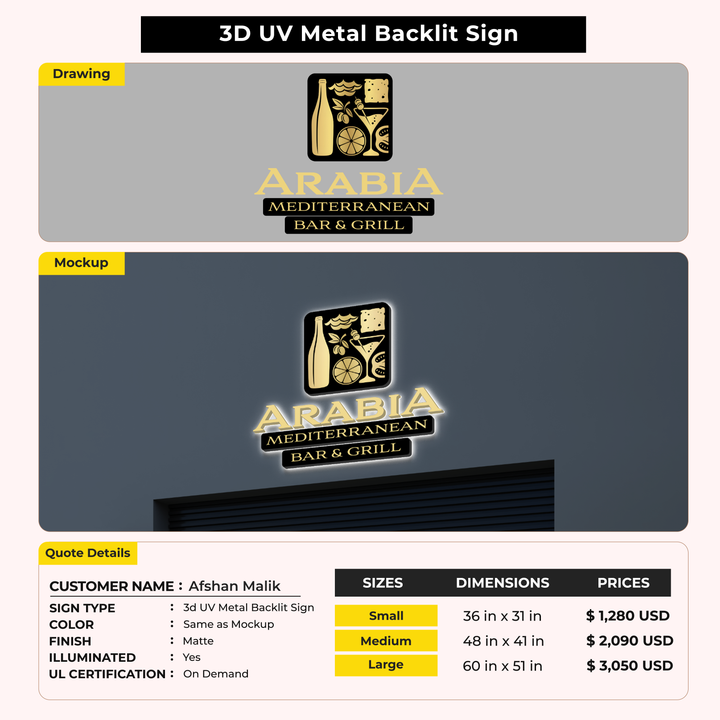 Custom Signs for Afshan Malik