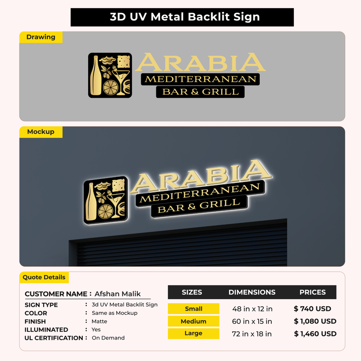 Custom Signs for Afshan Malik