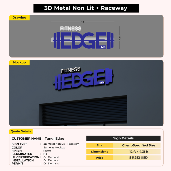 Custom signs for Tungi Edge