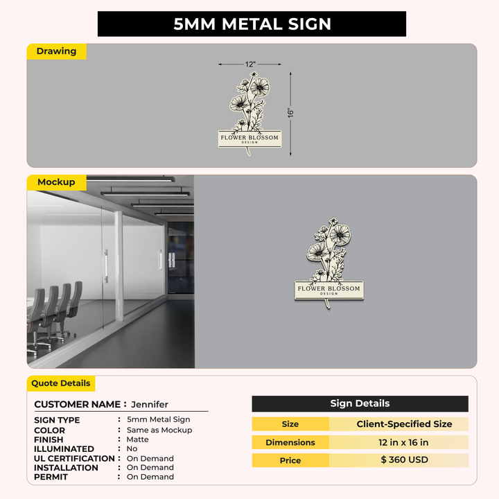 5MM Metal Sign for Jennifer