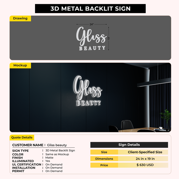 Custom Signs For Gliss beauty