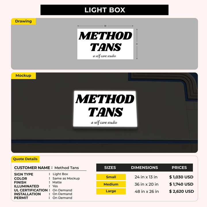 Custom Signs For Method Tans