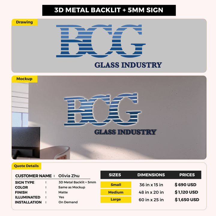 Business signage for Olivia Zhu