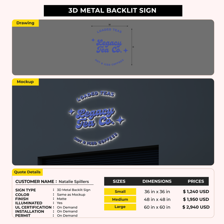 Business signage for Natalie Spillers