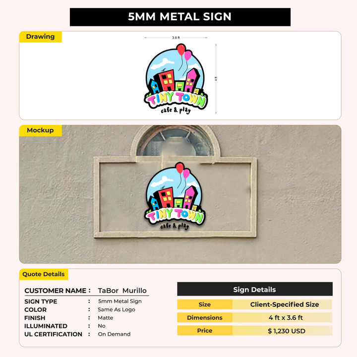 5MM Metal Signs For TaBor  Murillo