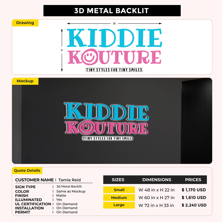 3D Metal Backlit for Tamia Reid