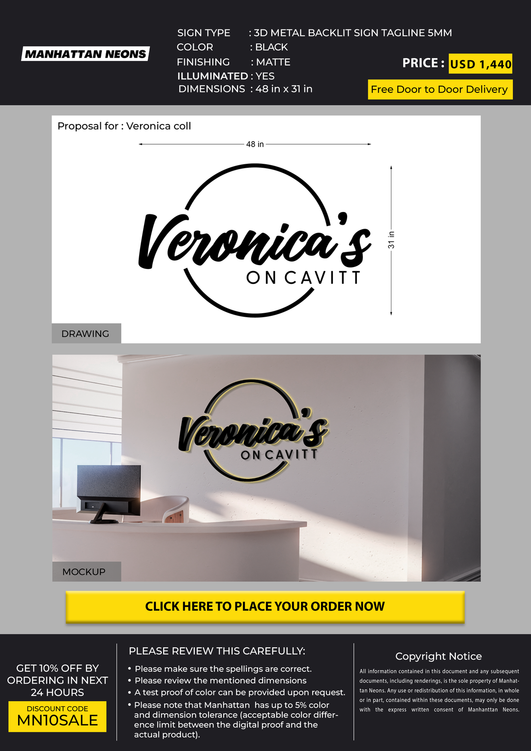 3d metal backlit for Veronica coll