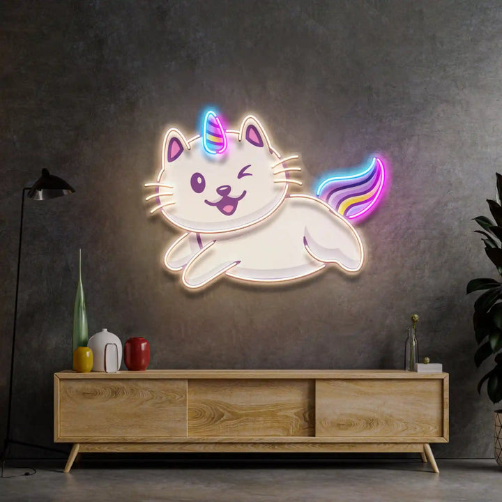 Vibrant Cat Unicorn Flying UV Art Led Neon sign Light from manhattanneons.com