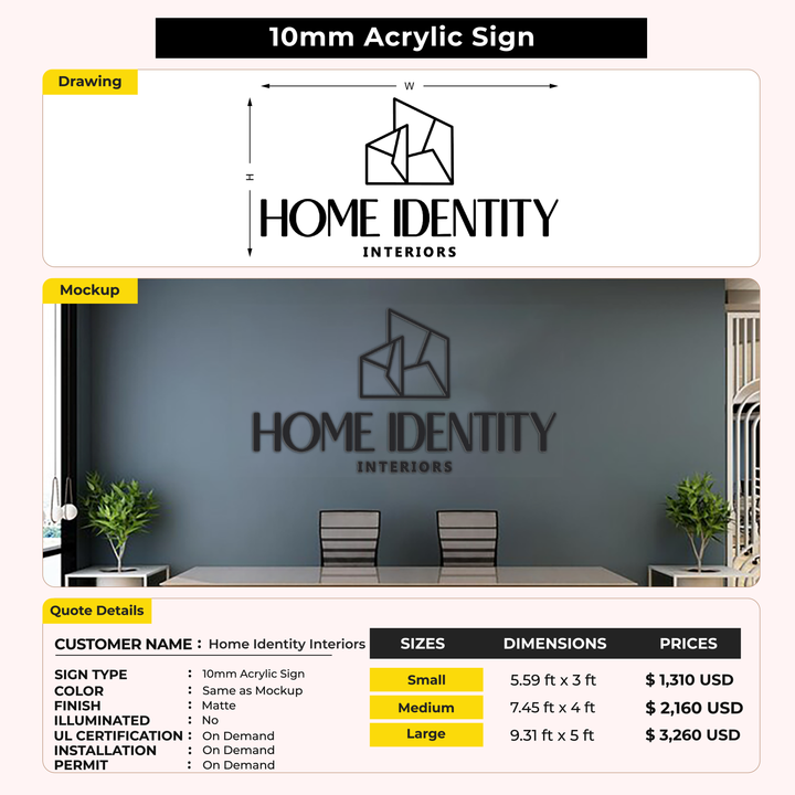 Business signage for Home Identity Interiors