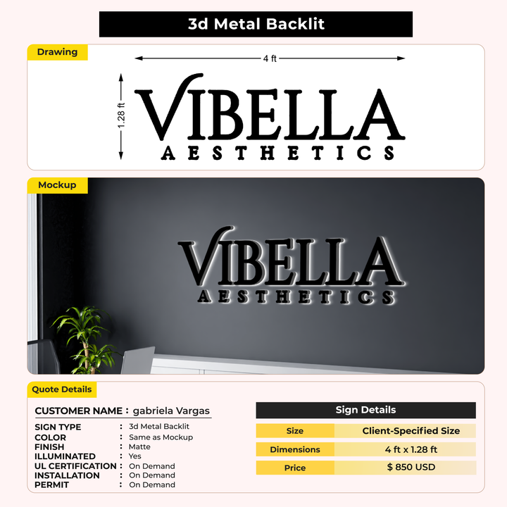 3D Metal Backlit for gabriela Vargas