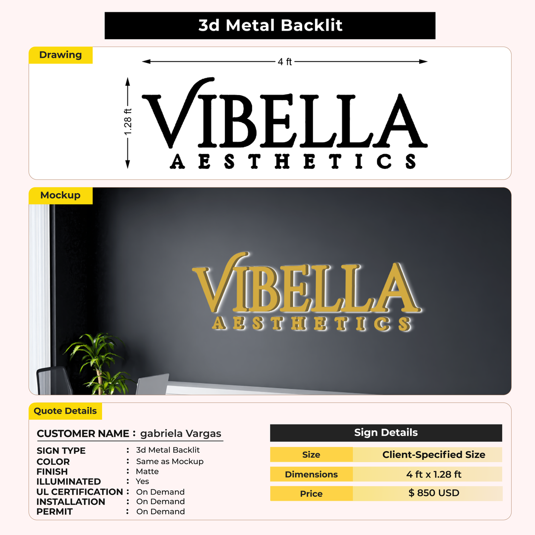 3D Metal Backlit for gabriela Vargas