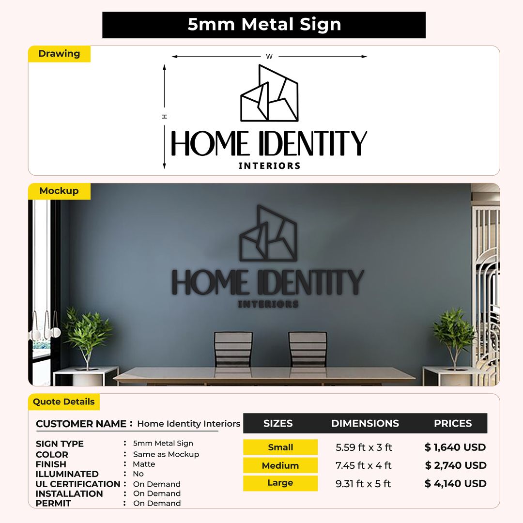 Business signage for Home Identity Interiors